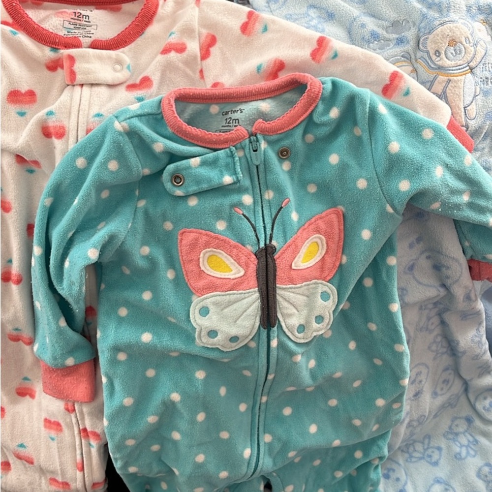 Carter's Teal and Pink Polka Dot Butterfly Footie